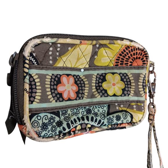 Vera Bradley Mandy Flower Shower Bag, Neoprene  Sleeve and Keychain Yellow Brown - Picture 10 of 13